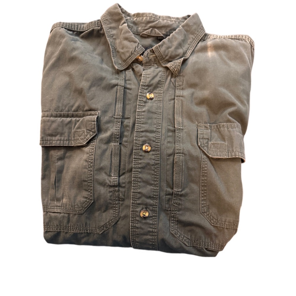 VTG RedHead‎ Mens Large Button Up Long Sleeve Olive Green Cotton Outdoor Shirt